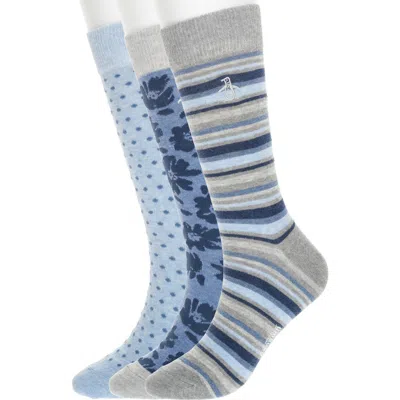 Original Penguin Wrigley 3-pack Assorted Crew Socks In Grey