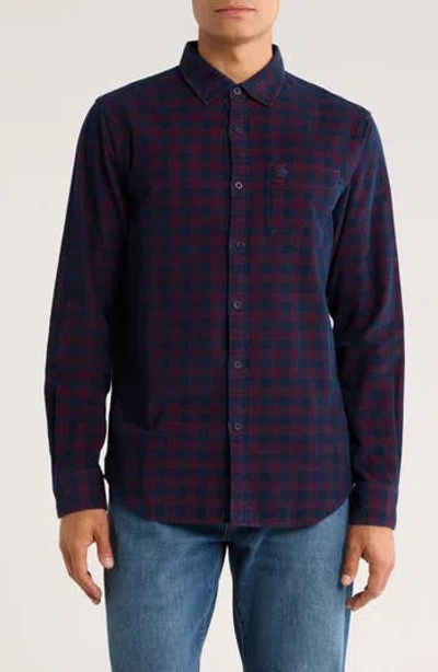 Original Penguin Yarn Dye Plaid Corduroy Button Down Shirt In Blue