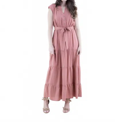 Original Usa Breezy Sleeveless Tiered Maxi Dress In Rust Red In Multi