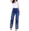 Original Usa Eyelet Embroidered High Rise Wide Leg Jeans Plus In Denim Blue In Multi