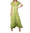 Original Usa Mineral Wash Butterfly Sleeve High Low Maxi Dress In Green In Green
