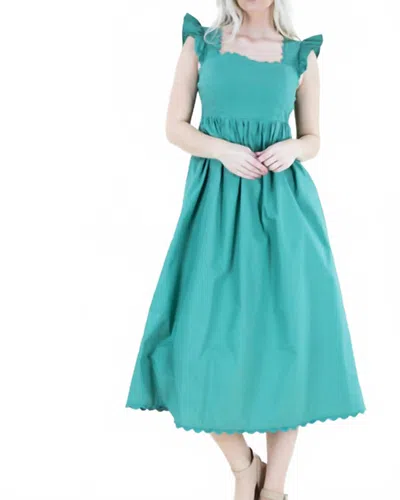 Original Usa Scalloped With Pockets Midi Dress In Green
