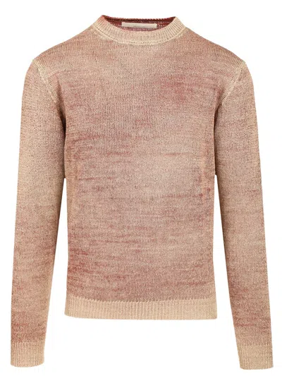 Original Vintage Heavy Linen Crewneck Sweater Knitwear Red In Brown