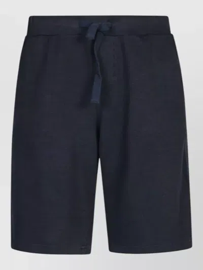 Original Vintage Linen Blend Cotton Shorts Back Pocket In Blue