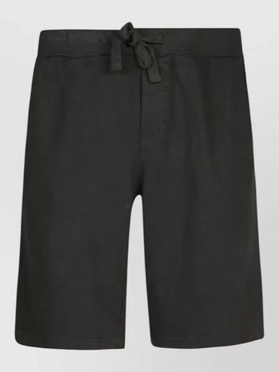 Original Vintage Linen Cotton Blend Knee Length Shorts In Black