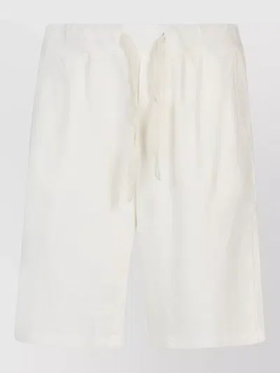 Original Vintage Linen Cotton Shorts Elastic Waistband Back Pocket In Neutral