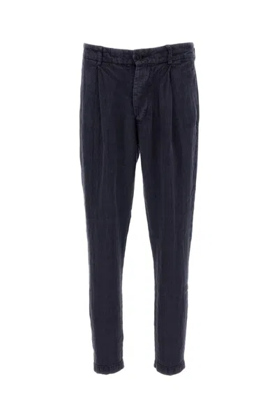 Original Vintage Linen Pleated Front Pants In Blue