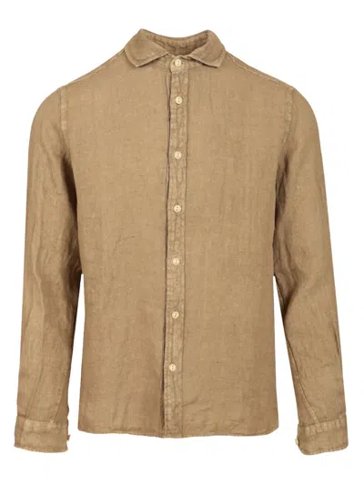 Original Vintage Camicia Collo Francia Lino Tinto Capo Shirts Brown