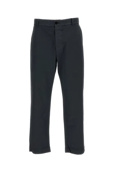 Original Vintage Straight Leg Cotton Twill Trousers With Flap Pockets In Gray