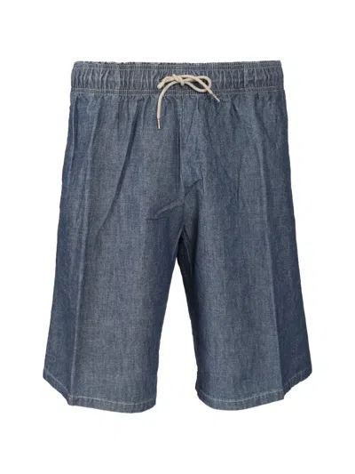 Original Vintage Style Drawstring Denim Shorts In Blue