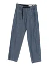 Original Vintage Style Drawstring Patch-pocket Trousers In Blue