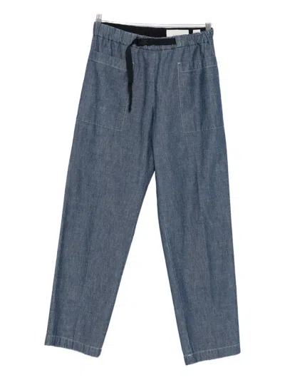 Original Vintage Style Drawstring Patch-pocket Trousers In Blue