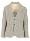 Original Vintage Style Giacca Monopetto Fantasia Lino In Beige
