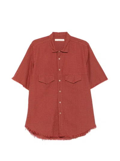 Original Vintage Style Gingham-check Frayed-edge Shirt In Red