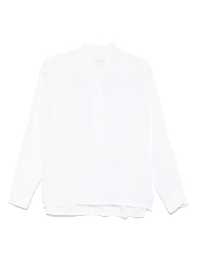 Original Vintage Style Linen Henley Top In White