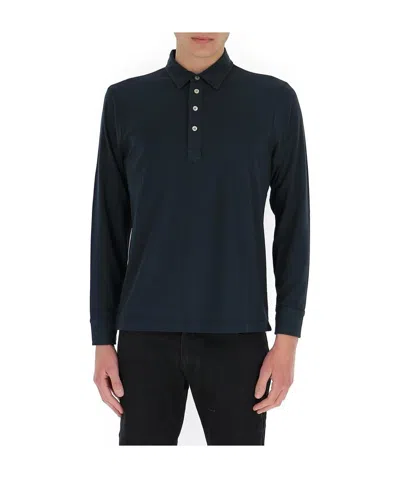 Original Vintage Style Long-sleeved Polo Shirt In Black