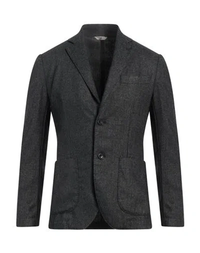 Original Vintage Style Man Blazer Charcoal Size 36 Virgin Wool, Polyamide, Viscose In Grey