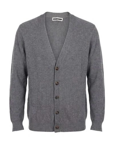 Original Vintage Style Man Cardigan Charcoal Size Xl Merino Wool, Cashmere In Gray