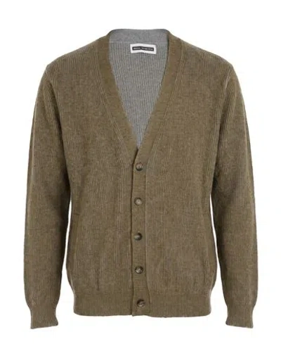 Original Vintage Style Man Cardigan Military Green Size Xl Merino Wool, Cashmere In Brown