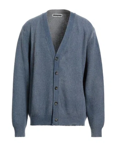 Original Vintage Style Man Cardigan Navy Blue Size Xxl Merino Wool, Cashmere