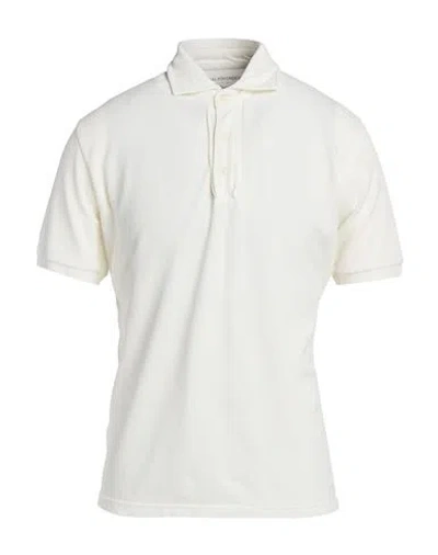 Original Vintage Style Man Polo Shirt Ivory Size S Cotton In White