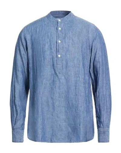 Original Vintage Style Man Shirt Blue Size M Cotton