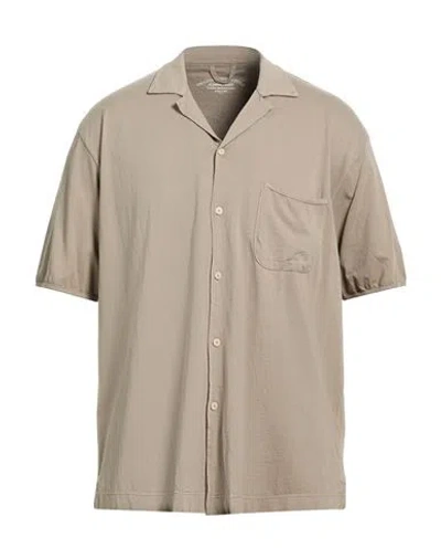 Original Vintage Style Man Shirt Khaki Size L Cotton In Brown
