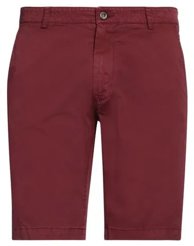 Original Vintage Style Man Shorts & Bermuda Shorts Burgundy Size 34 Cotton, Elastane In Red