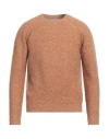 Original Vintage Style Man Sweater Camel Size L Wool, Polyamide, Elastane In Beige