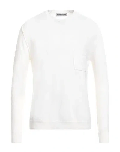 Original Vintage Style Man Sweater Ivory Size Xl Merino Wool In White
