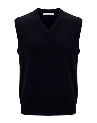 Original Vintage Style Man Sweater Midnight Blue Size L Virgin Wool In Black