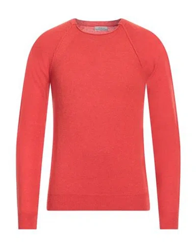 Original Vintage Style Man Sweater Orange Size S Virgin Wool