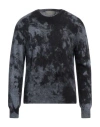 Original Vintage Style Man Sweater Slate Blue Size M Baby Alpaca Wool, Polyamide, Wool In Blue