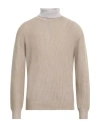 Original Vintage Style Man Turtleneck Sand Size Xxl Merino Wool, Cashmere In Beige