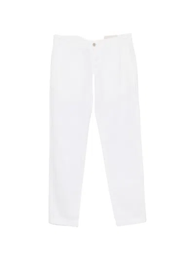 Original Vintage Style Mid-rise Straight-leg Cotton Trousers In White