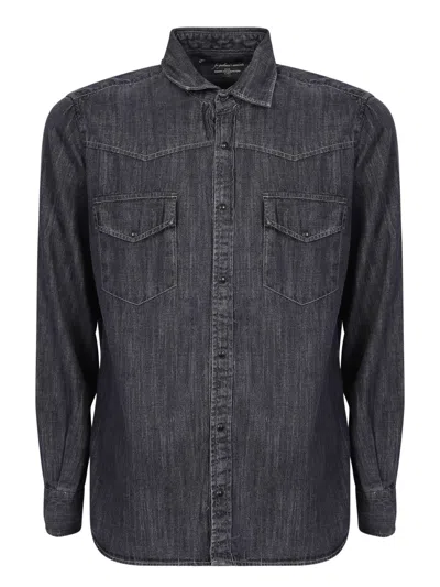 Original Vintage Style Original Vintage Black Denim Texan Shirt With Pockets