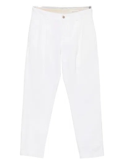 Original Vintage Style Pleated-front Cotton-blend Trousers In White