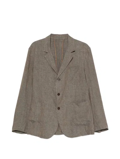 Original Vintage Style Single-breasted Linen Blazer In Gray