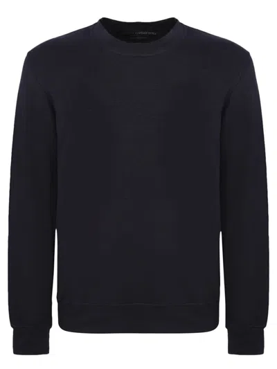 Original Vintage Style Blue Linen Sweatshirt