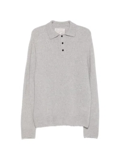 Original Vintage Style Truman Long-sleeve Polo Shirt In Gray
