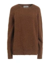 Original Vintage Style Woman Sweater Brown Size 3xl Wool, Polyamide, Elastane
