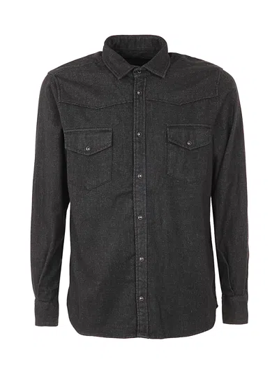 Original Vintage Style Wool Texan Shirt In Black