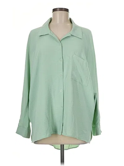 Pre-owned Originality Long Sleeve Blouse In Green