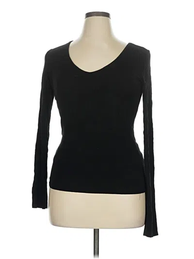 Pre-owned Originality Long Sleeve Top Black Scoop Neck Tops