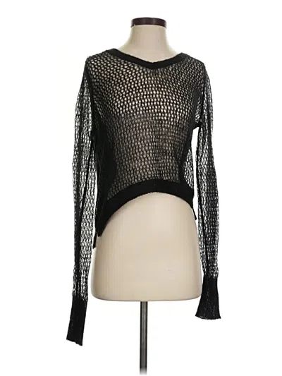 Pre-owned Originality Long Sleeve Top Black Square Neckline Tops