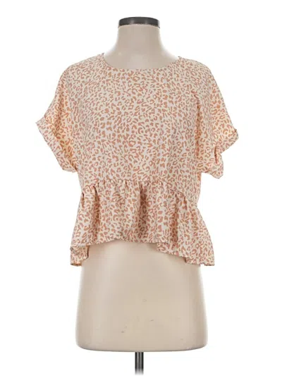 Pre-owned Originality Short Sleeve Blouse In Tan