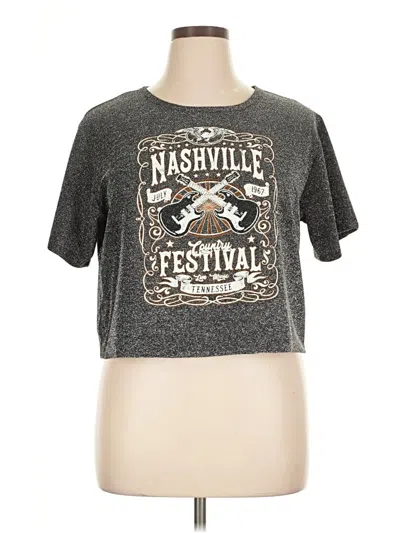 Pre-owned Originality Short Sleeve Top Gray Crew Neck Tops