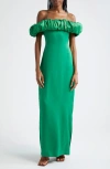Oríré Orire Amella Cold Shoulder Column Gown In Green