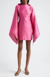Oríré Orire Dayar Ruffle Long Sleeve Satin Cocktail Dress In Pink