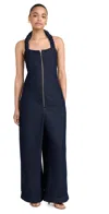 Oríré Mame Denim Jumpsuit Navy Blue In Navy Blue